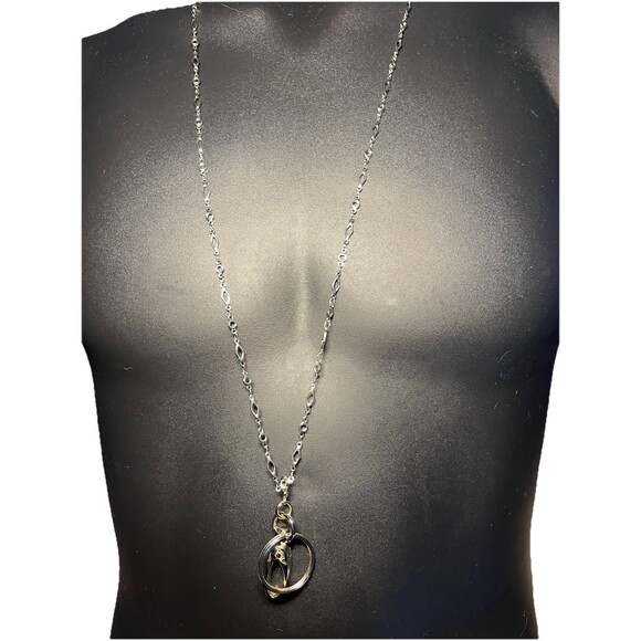 Beaded Lanyard ID Badge Holder Necklace Silver Chain Beads Approx 30" - Picture 1 of 3